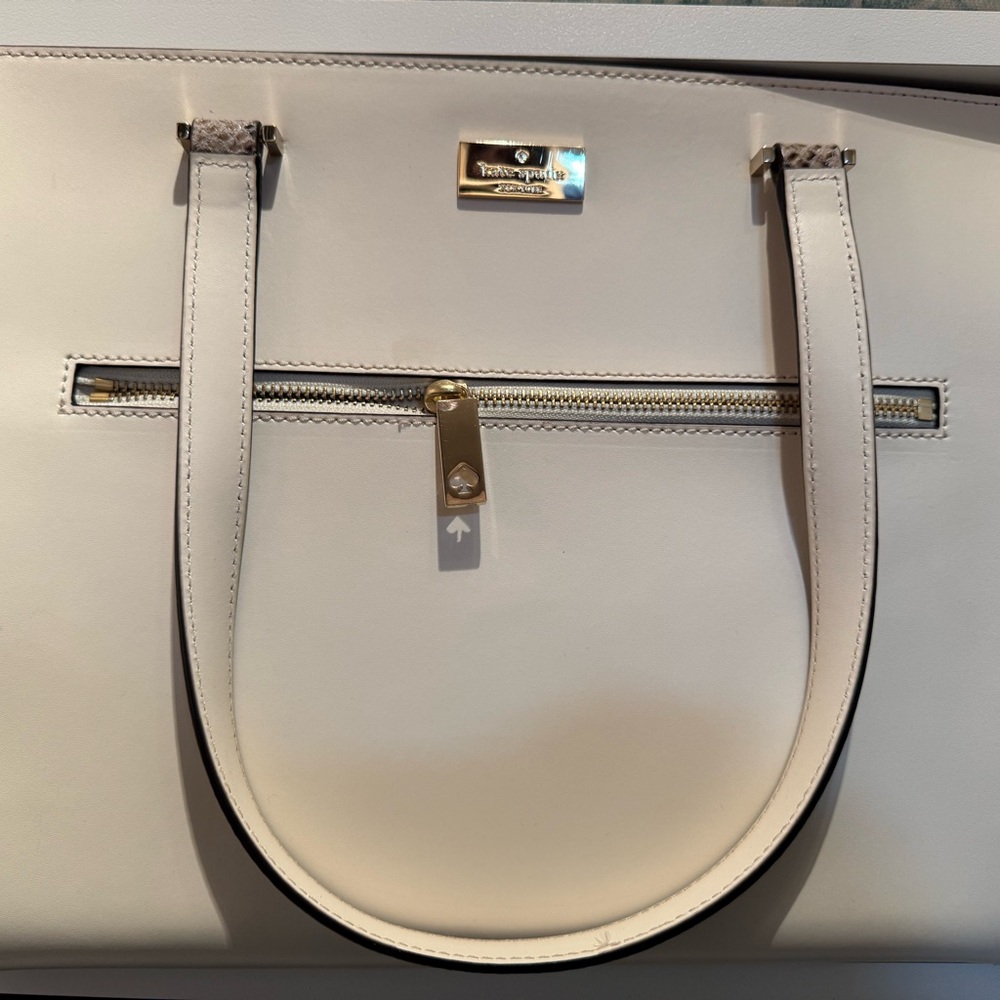 Kate Spade Cream Tote with Gold Details